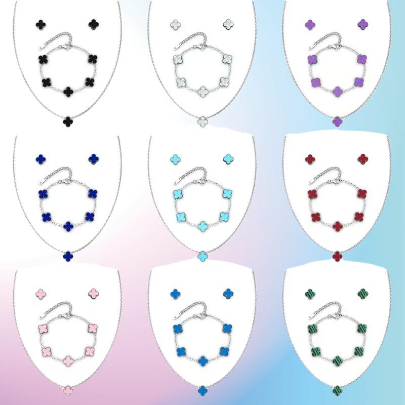 3 шт. универсальный комплект из нержавеющей стали с клевером, женский комплект ожерелья, браслета для ушей, персонализированных аксессуаров