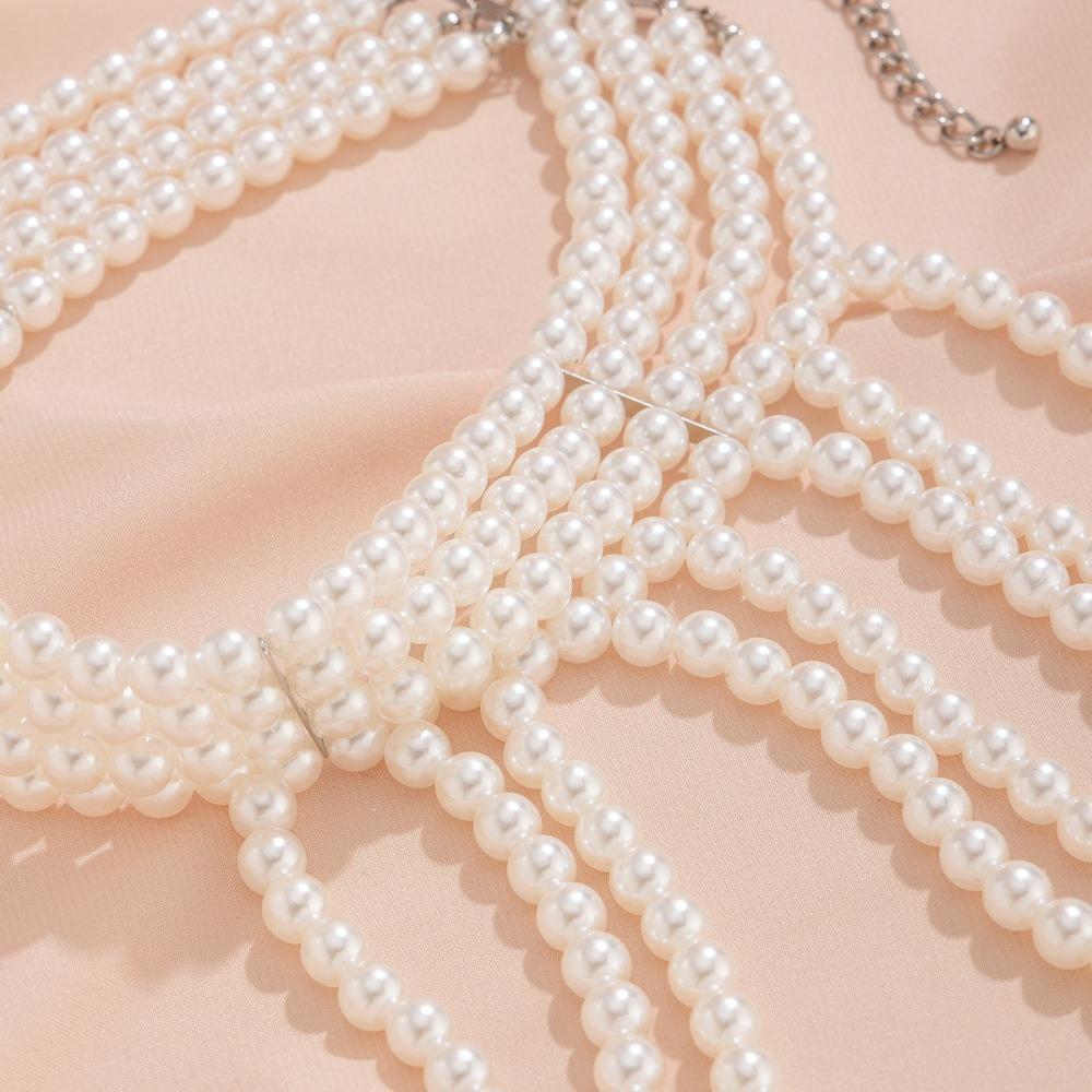Imitation Pearl Shoulder Chain Necklace Pearl Tassel Body Chain Jewelry Women Jewelry