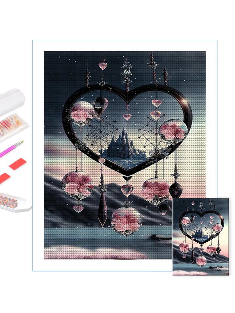 Пейзаж в колокольчиках ветра Личность DIY Полная дрель Алмазная декоративная картина