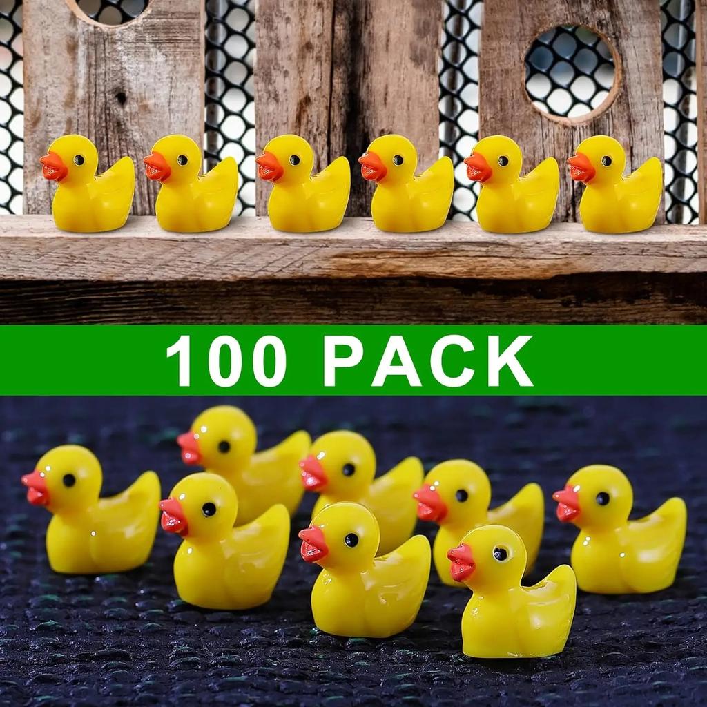 100/50 шт. Мини-утки из смолы, Миниатюрные фигурки, Украшения, Декор, Желтое животное, Садовые поделки, Крошечная утка, Ландшафтные растения, Фея