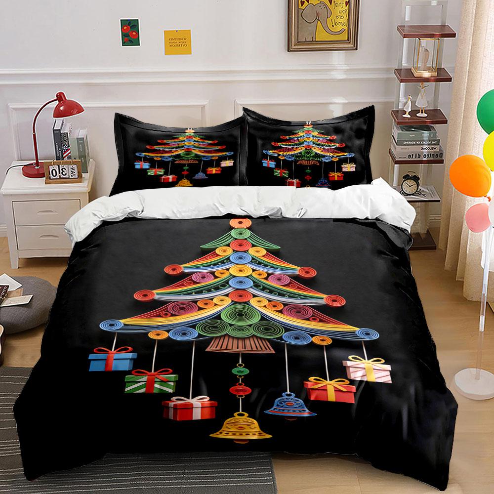 Colorful tree with ornaments. Bedding sets Duvet cover sets Duvet covers Pillowcases(1 * Duvet Cover 2 * Pillowcases without duvet insert)