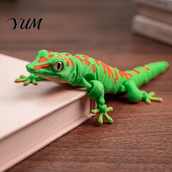 Leopard Gecko Figurine 3D Printed Figurine, Realistic Articulated Chameleon Fidget Toy, Decor Flexible Jointed Lizard Model, Animal Shape Desk