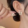 Zircon Pearl Butterfly Round Earrings Women's Korean Light Luxury High-end Stud Earrings Simple Fashion Versatile Earrings