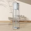 Floor Lamp with Shelf, 3 Compartments, Compact Dimensions, MDF, Light Grey