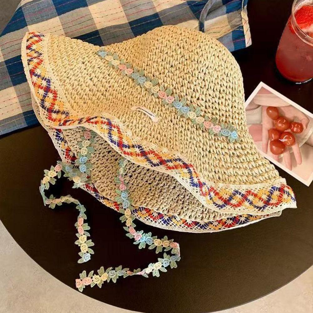 Breathable Woman's Straw Hat Elegant Outdoor Beach Hat Simple Women's Sun Visor Hats Casual Wear