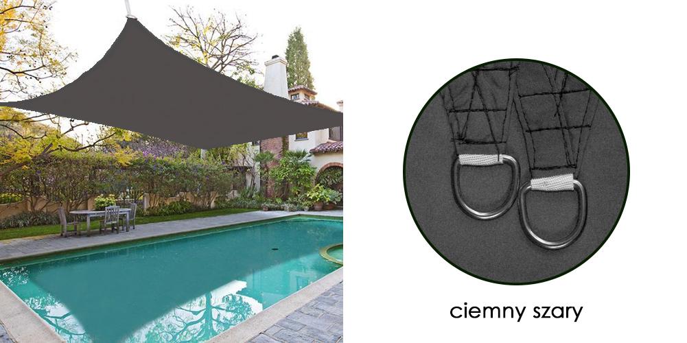 Shade sail, waterproof nylon, 3x2m, gray