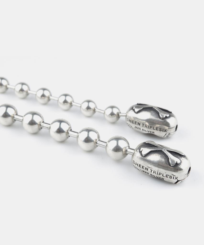 Sheen666 Cross Bone Ball Chain Silver Necklace 8Mm