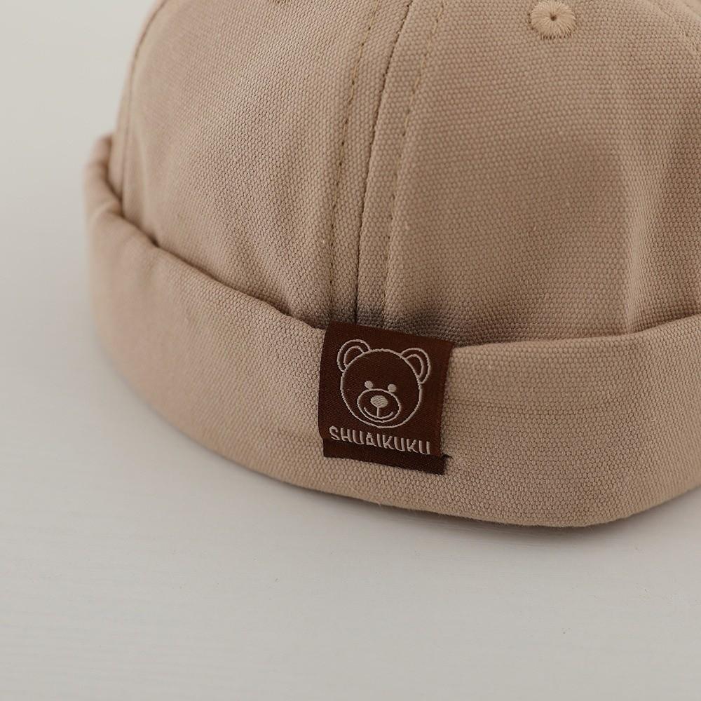 Adjustable Drawstring Kid Brimless Hat Solid Color Hip Hop Cap Vintage Melon Cap Boys Girls