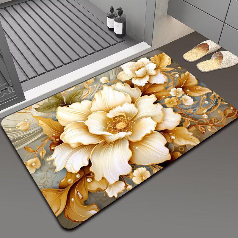 3D цветочный диатомовый грязепоглощающий нескользящий коврик для ванной комнаты, можно стирать в стиральной машине