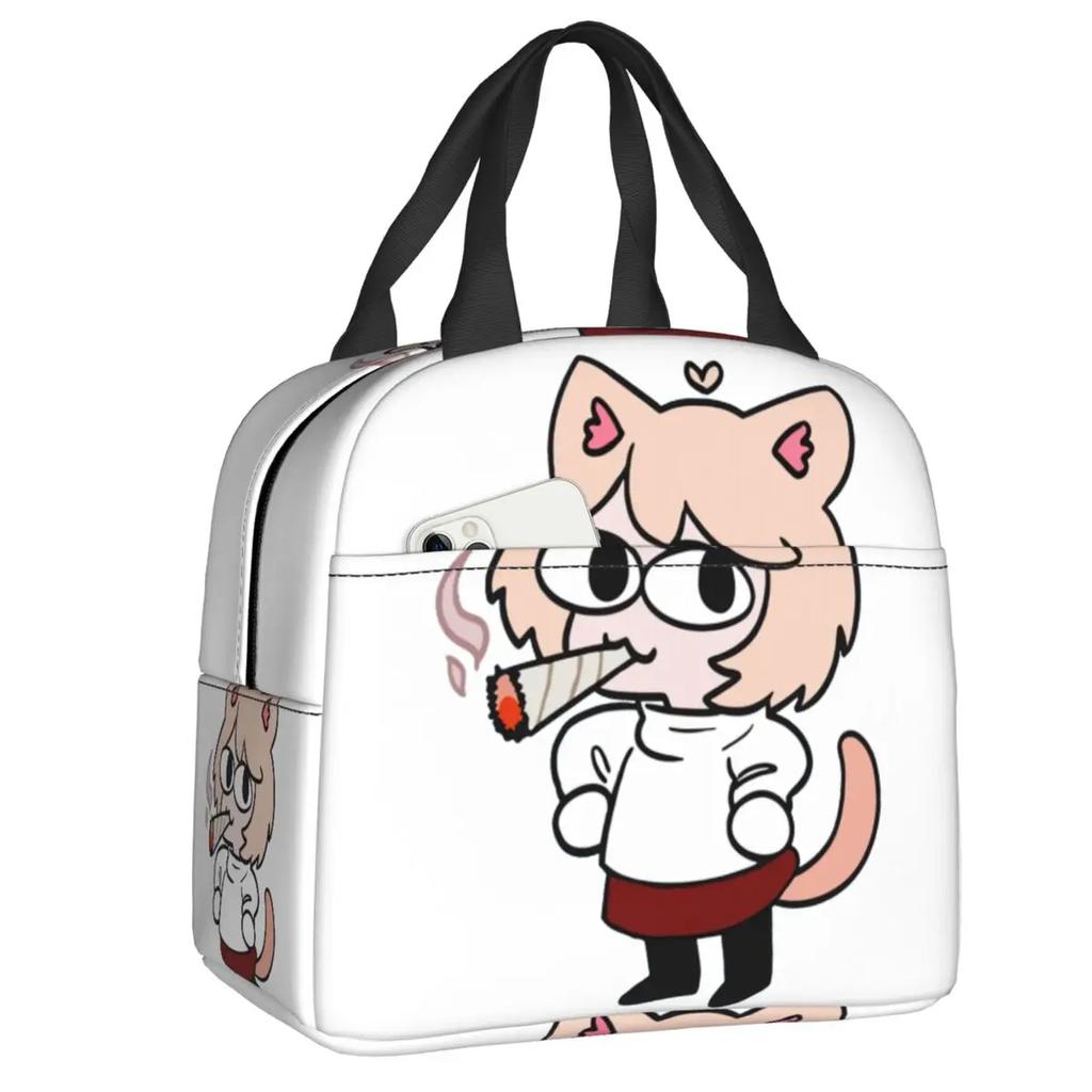 Neco Arc Cat Insulated Lunch Bags for Women Cartoon Comic Game Resuable Cooler Thermal Bento Box Work School Travel