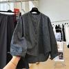 Plaid Long Sleeve T Shirt Loose Fit Plus Size Women Top