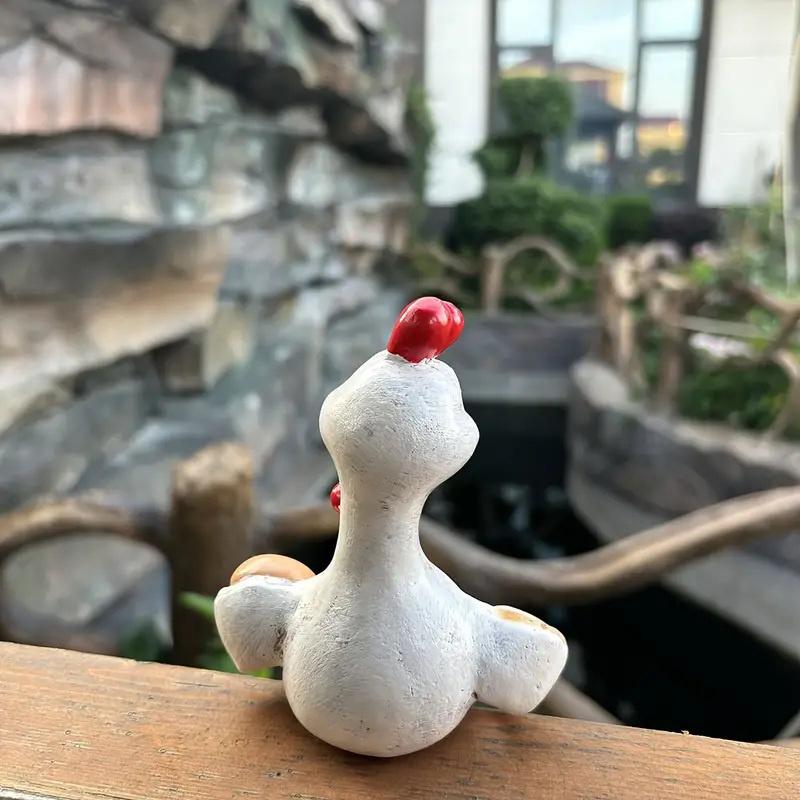 Смешная фигурка петуха, креативная смоляная скульптура животного для двора, скульптура цыпленка, украшение для дома, орнамент