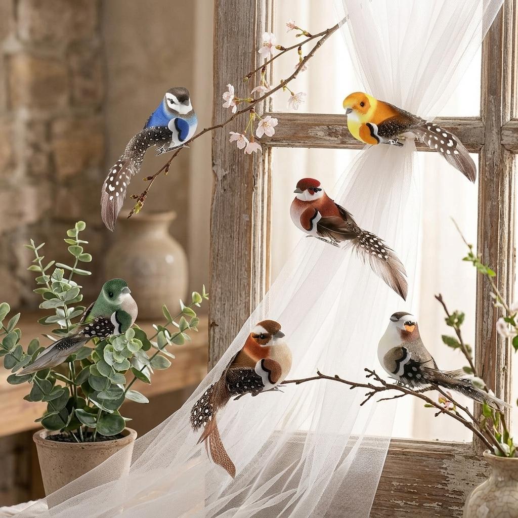 Decorative Artificial Bird Set 10Pcs 5Styles With Clips For Home Wedding Decoration