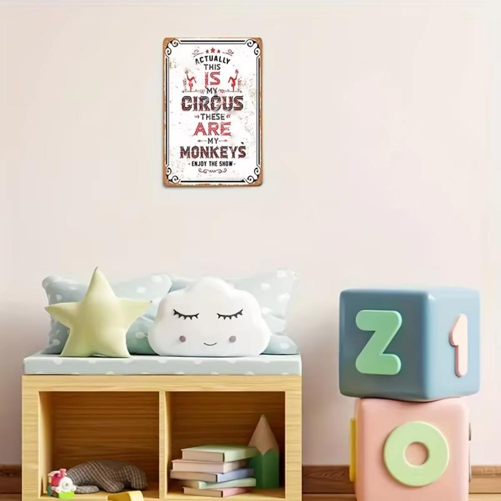 1pc Vintage Metal Aluminum Sign "Actually This Is My Circus" Retro Distressed Plaque Decor Unique Wall/Room/Home/Restaurant