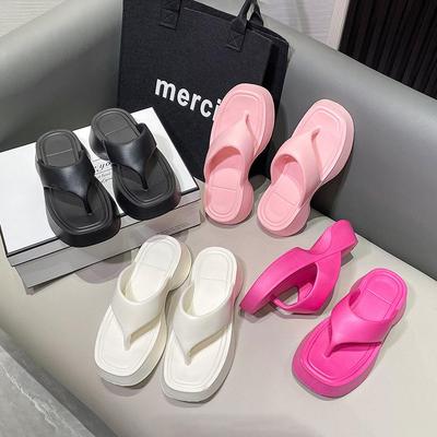 Женские весенние однотонные мягкие шлепанцы на плоской подошве, уличные тапочки, летние повседневные нескользящие пляжные сандалии на толстой подошве, размеры 36-41