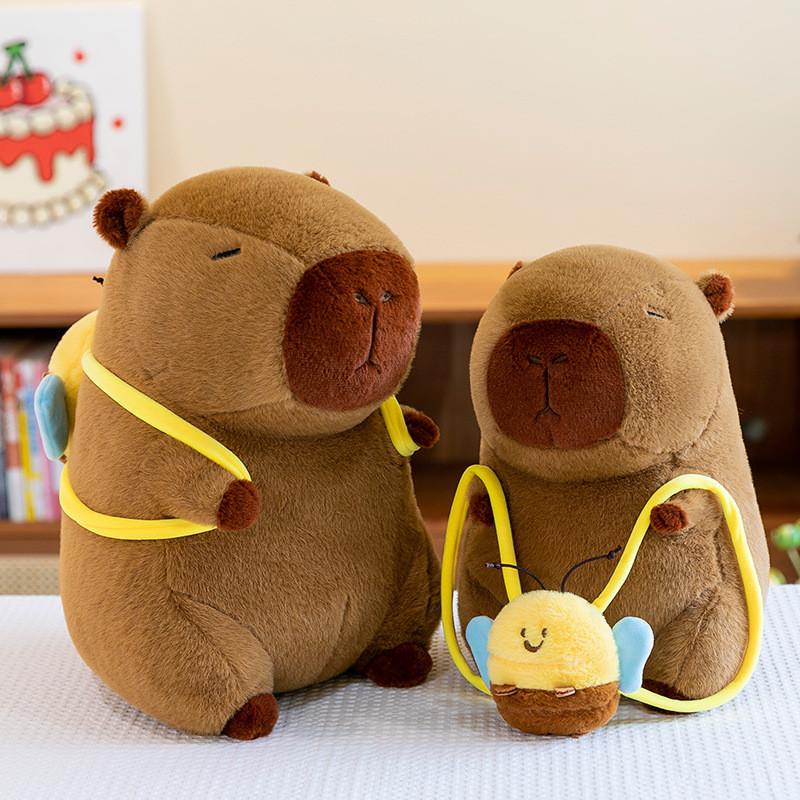 Capybara Animal Plush Toy Cushion With Bee Backpack For Kids Gift