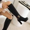 Women's High-heeled Boots, Autumn and Winter New European and American Style Waterproof Platform, Thick Heel, Large Roman Boots