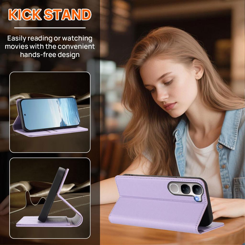 Кошелек кожаный защитный чехол на For Vivo Y31 Y36 Y35 Y33S Y28 Y22 Y21 Y17 Y17S Y16 Y15 Y12 Магнитная противоугонная книжка