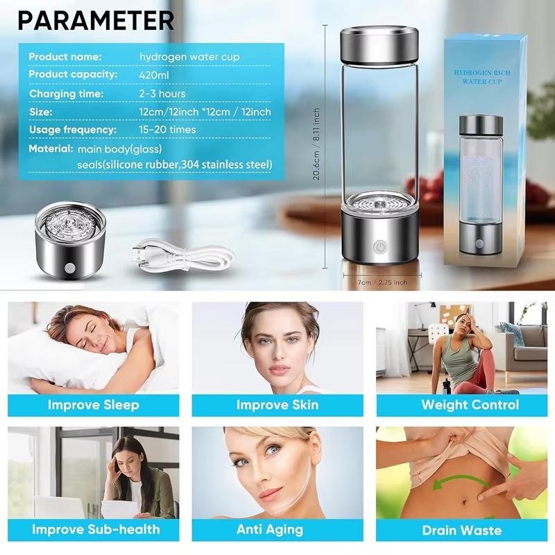 Оптовая цена Производитель Синий Портативный Щелочной Очиститель Ингалятор Генератор Бутылка-стакан для воды, обогащенной водородом