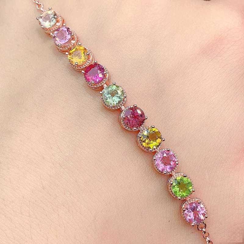 Sace Gems Роскошный браслет из медного сплава с цветным цирконием — стильный и изысканный свадебный подарок для подруги
