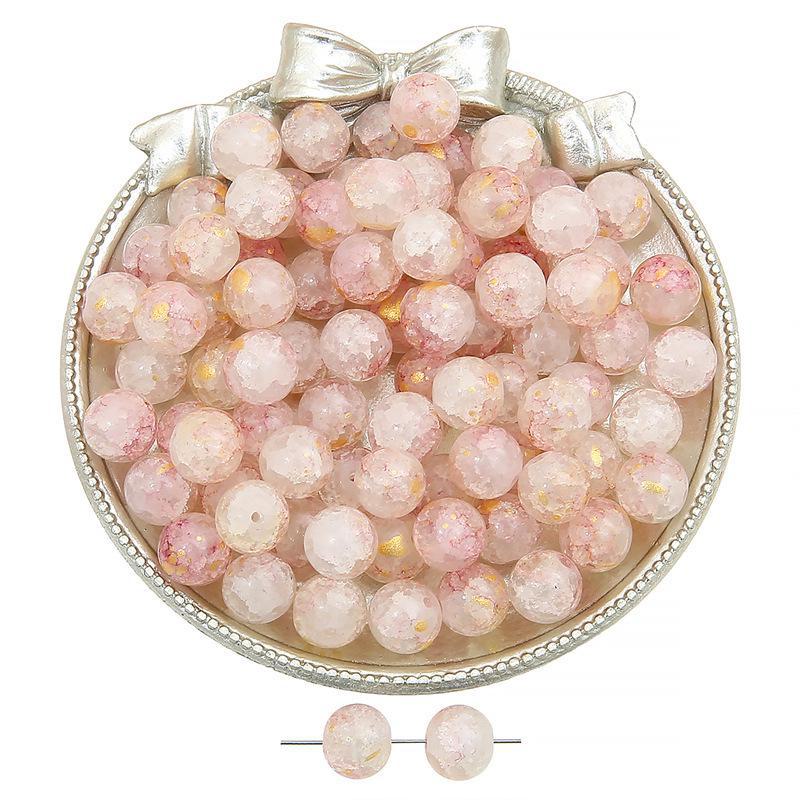 Комплект браслетов из бисера Summer Jelly Gold Glitter: Двойные стеклянные круглые бусины и полусахарные пузырчатые бусины