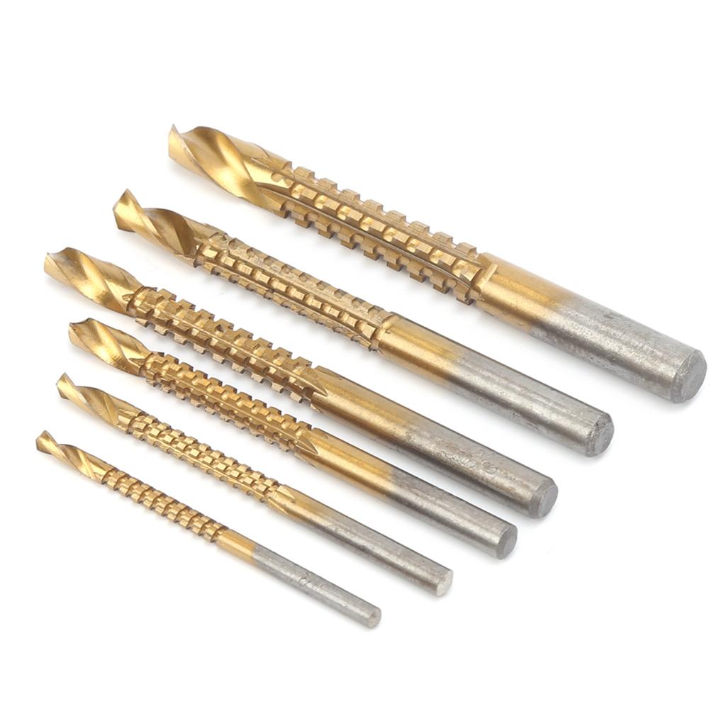 6Pcs Sawtooth Drill Bit Twist Hand Electric Woodworking Saw Drill Allin1 Punching Hole Tool