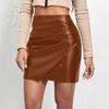 Женская полуюбка Короткая юбка с принтом Высокая талия Необычная кожаная юбка Тонкая