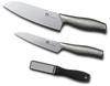 Stainless Steel Knife Set Petty with Diamond Sharpener 3 Pieces Made in Japan MAC+a (Santoku & Knife) - -