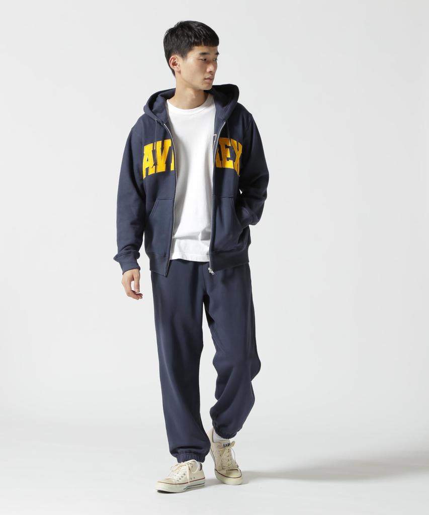 AVIREX DAILY ZIP UP SWEAT PARKA LOGO 783-3931007 men's L 120 navy