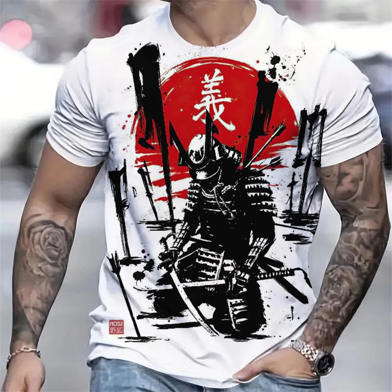 3D Printed Japan Samurai T Shirt For Men Personality Pattern T-Shirts Summer Fashion O-Neck Street Loose Tops Short Sleeve Tees