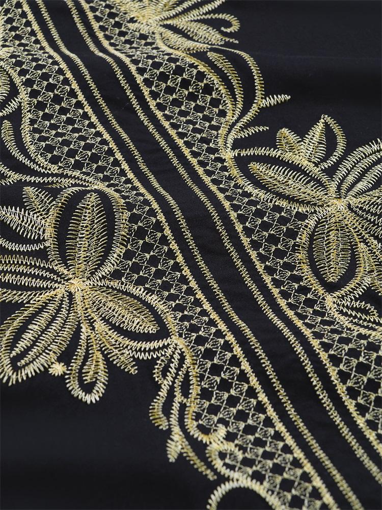 EDOLYNSA Женский свободный черный кафтан с золотой вышивкой, пляжная одежда, купальник, домашняя одежда, богемное пляжное платье Q1656