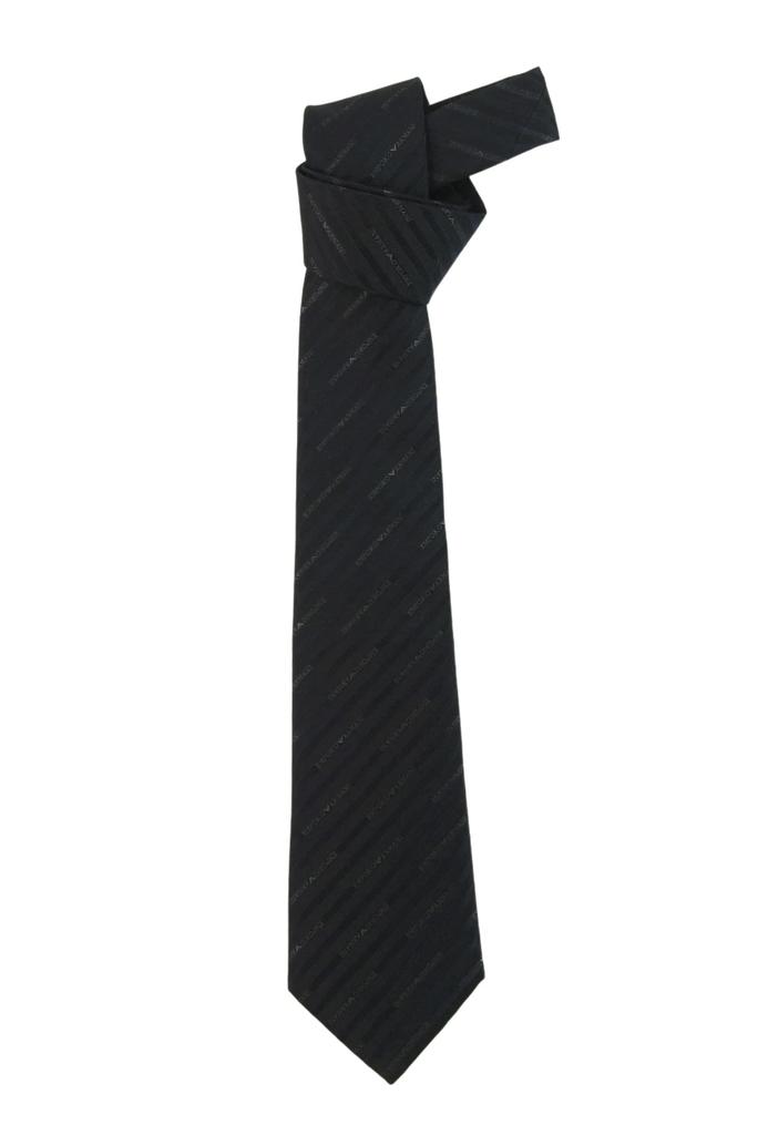 Галстук шелковый морской синий полосатый логотип EMPORIO [Emporio Armani] AN-872 [Товар]