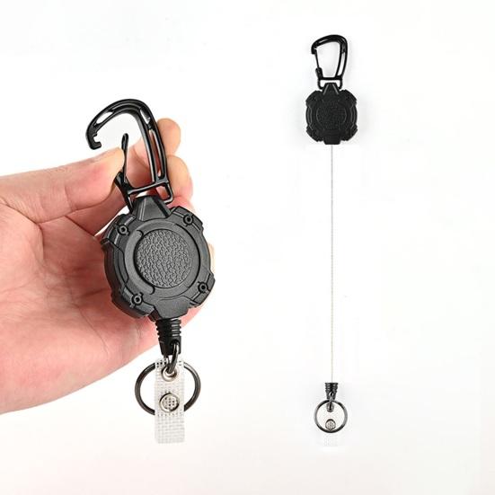 Keychain Ring Portable Stretchable Thickened Carabiner Telescopic Wire Rope Buckle Carabiner Mountaineering Use