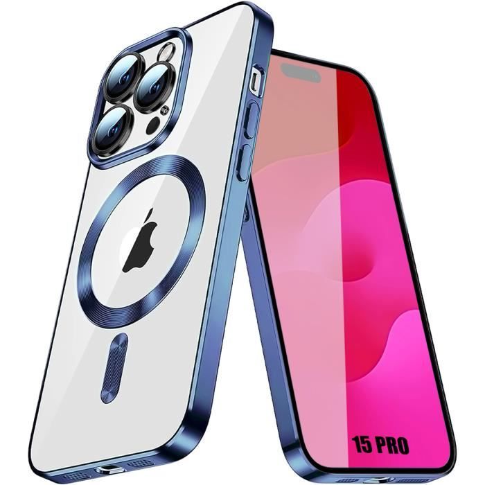 Protective Case - BOOLING - for iPhone 15 Pro - Silicone - Magnetic Ring - Slim Blue