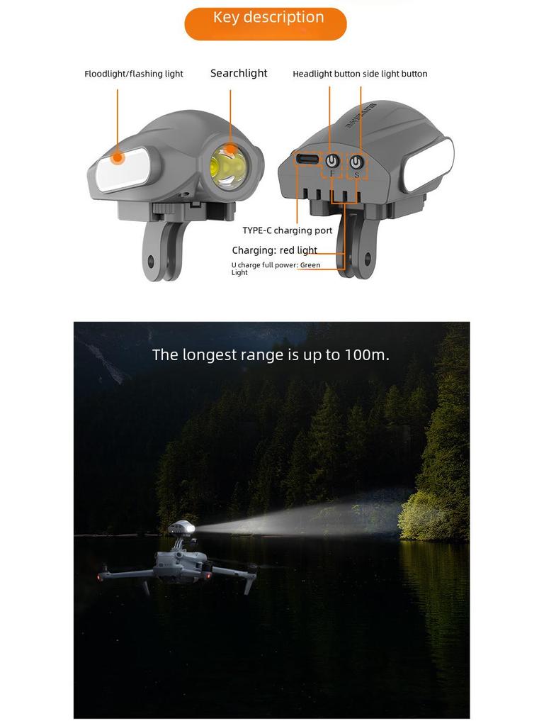 Прожектор Sunnylife Mavic 3 Pro/Classic и крепление для камеры Insta360 X3