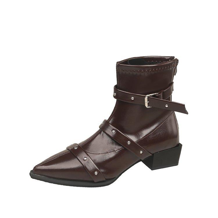 Осенне-зимние женские ботильоны, сексуальные остроносые ботинки на высоком каблуке для танца на пилоне, на молнии, с заклепками, челси, на толстой подошве, женские