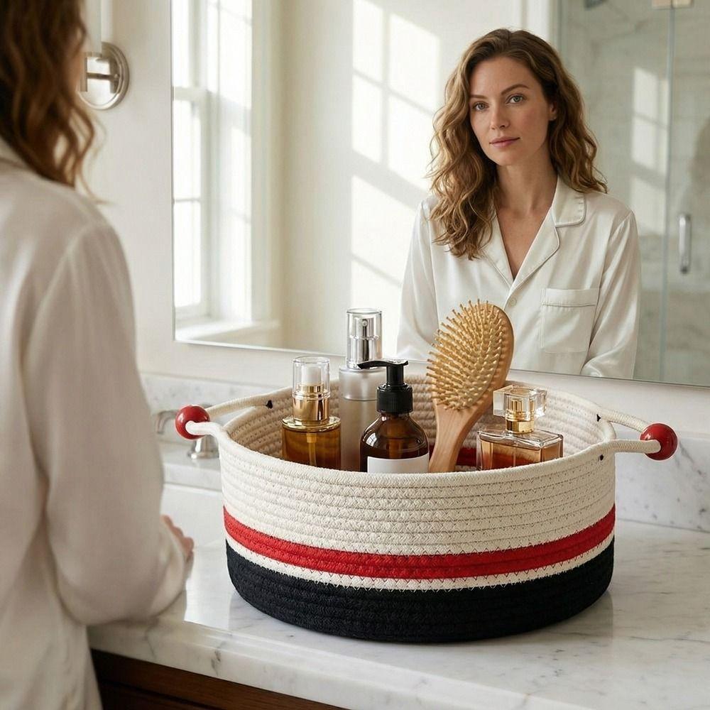 Decorative Cotton Rope Storage Box Large Capacity Desktop Organizer Makeup Storage Basket Keys
