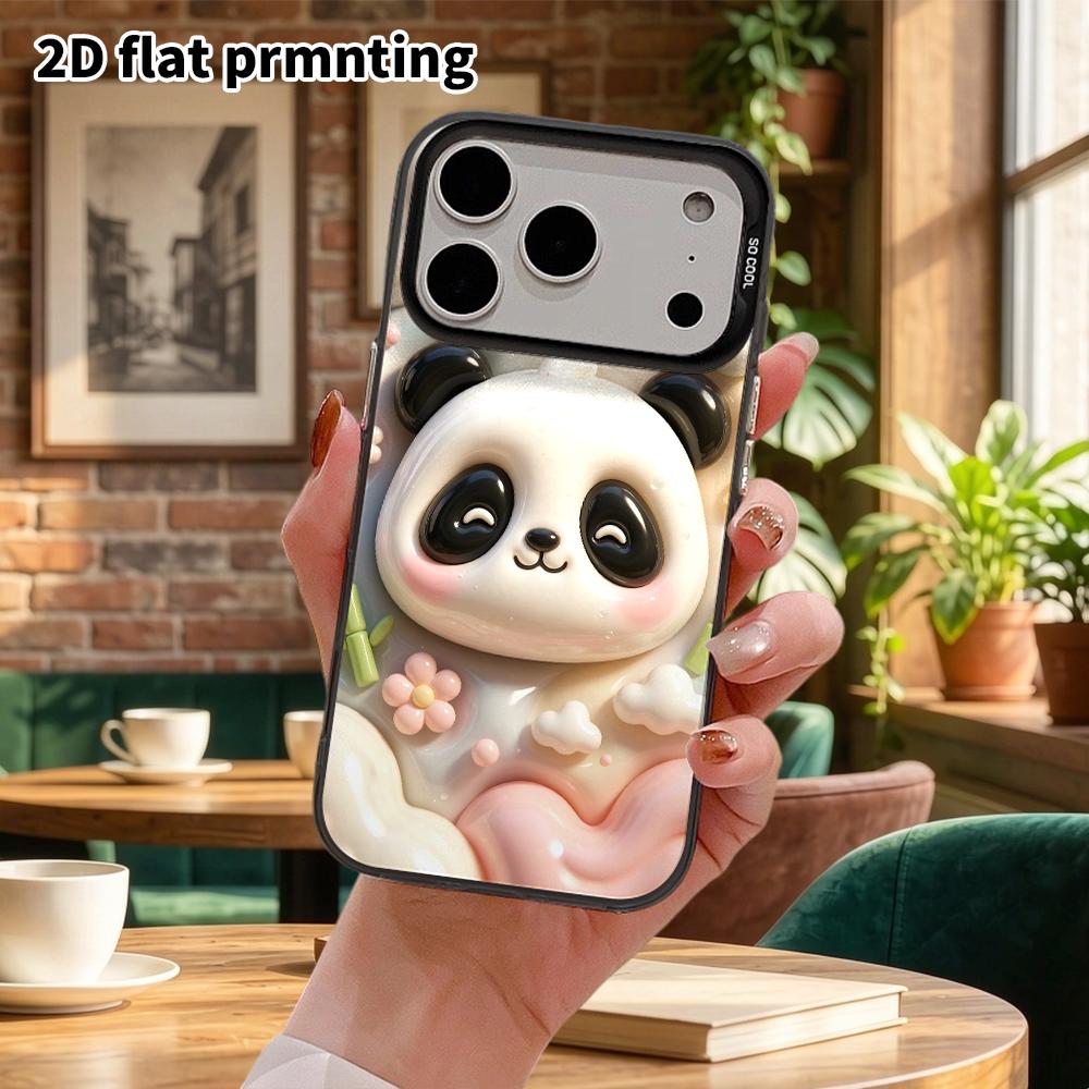 Чехол для телефона: 2D плоский дизайн, подходит для защитного чехла iPhone 18 17 16 15 14 13 Pro, улыбающаяся панда, идеальный рождественский и хэллоуинский подарок