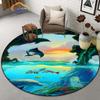 Океанические дельфины ковер 3D морской организм круглый противоскользящий коврик для спальни напольное компьютерное кресло украшение дома