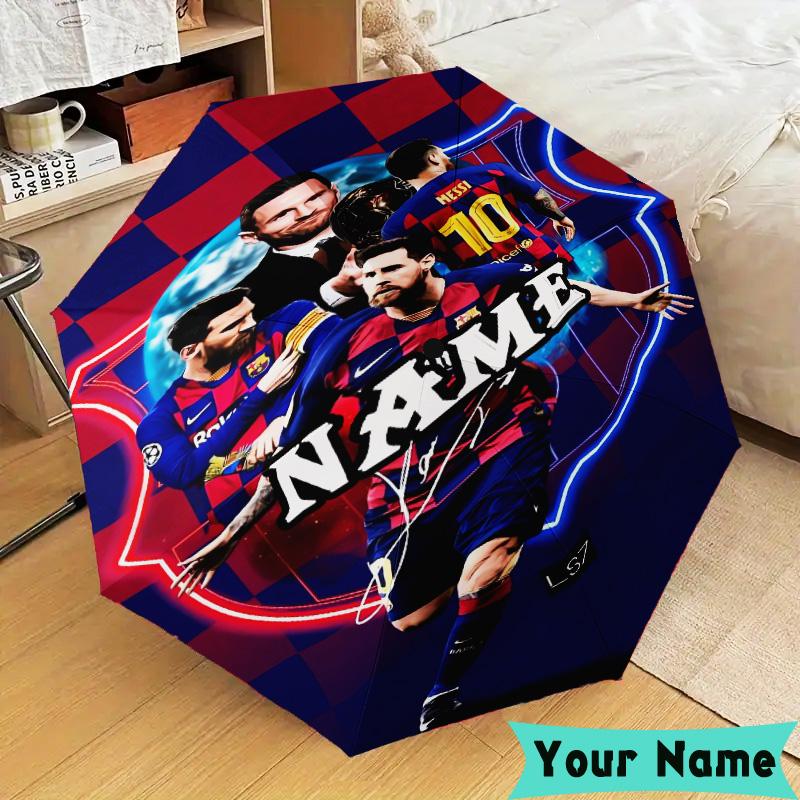 Custom Name Global Soccer Stars Umbrella, Foldable Umbrella Suitable for Outdoor Shopping Travel Sports, Exquisite Gift for Family