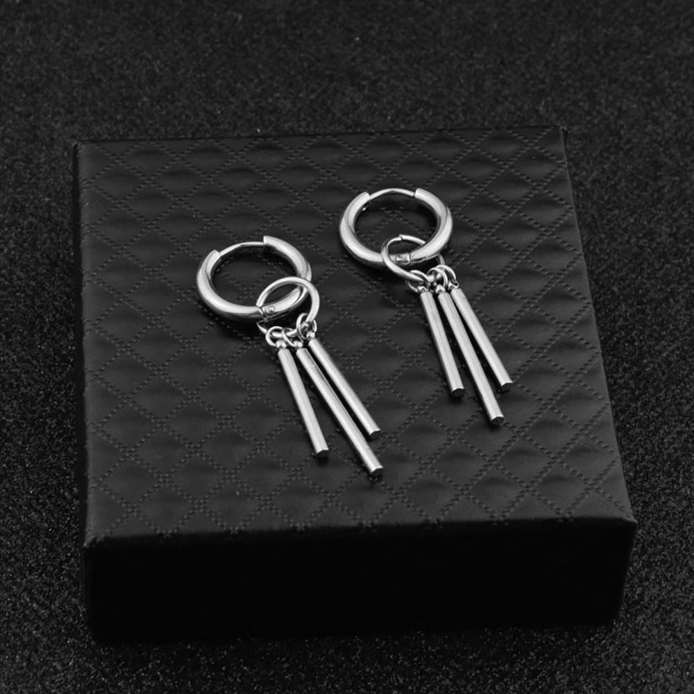 Fashion New Korea Women Round Bar Hoop Earring Men Earring Tassel Earring Clip Earring