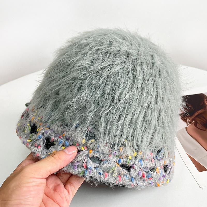Big Head Circumference Knitted Hat for Women, Small Face In Autumn and Winter, Warm Bucket Hat, Enlarged and Deepened Ear Protector Basin Hat