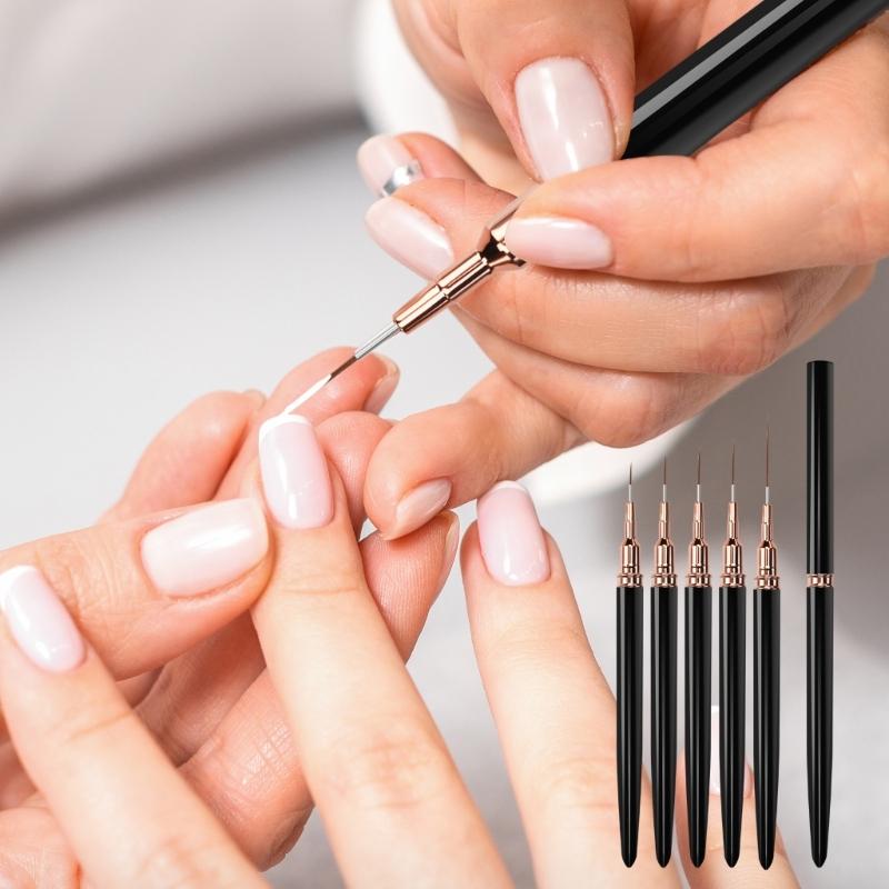 5Piece Nail Design Nail Art Painting Brush With Ergonomic Handle For Smooth Strokes And Detailed Pattern Creation
