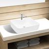 VidaXL Square Basin Tap Hole Ceramic White Bathroom Toilet Sink 141936