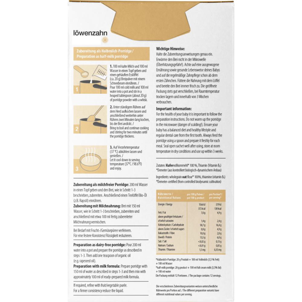 Lowenzahn Baby Food Oats (5 Months and Older) 240g