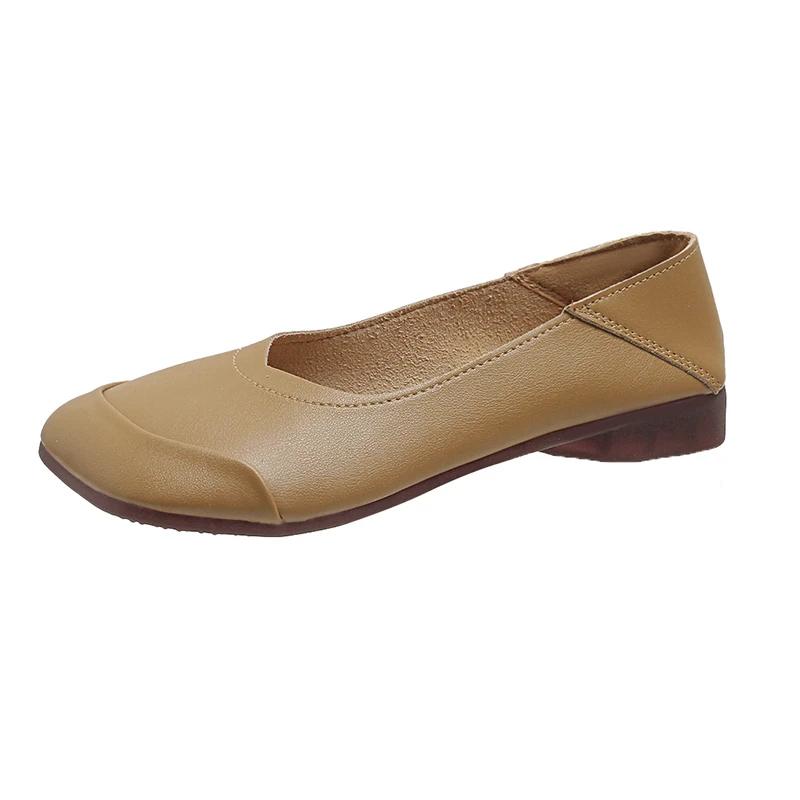 Мода 2024 года, горячая распродажа женской обуви One Kick, женские туфли на плоской подошве, осенние туфли с квадратным носком, неглубокая сплошная подошва, повседневные удобные туфли на плоской подошве