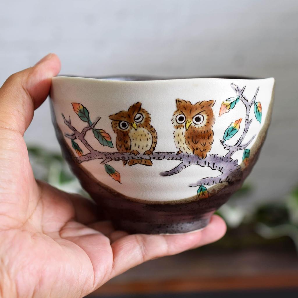 Waza no Kura Stylish Rice Kutani Ochazuke Owl Birthday 60th 70th 77th 80th Gift Bowl, Ware, Bowl, Design, Present, Birthday, Birthday, Birthday,