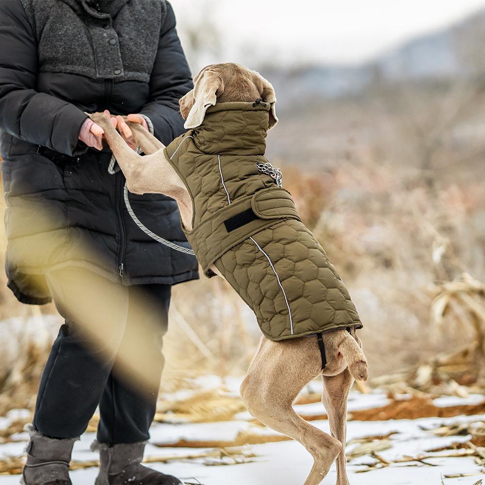 Reflective Strip Dog Winter Coat Fleece Lining High-neck Design Dog Vest Jacket Thickened Warm Winter Dog Clothes