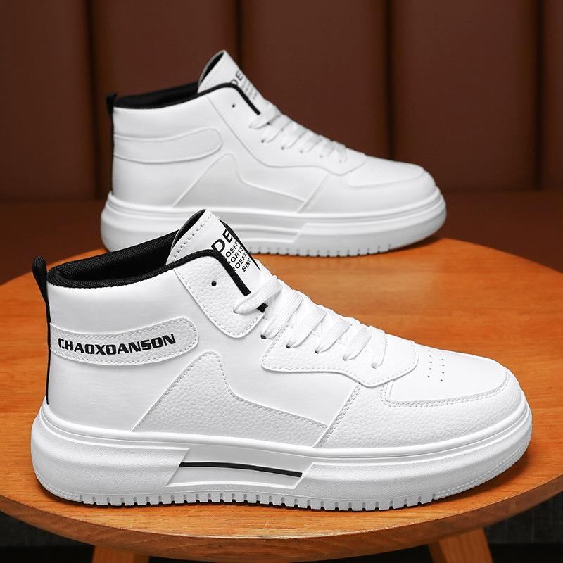 Spring Men's Shoes New High-top Shoes Men's Students Korean-style All-match White Shoes Thick-soled Sports Casual Sneakers