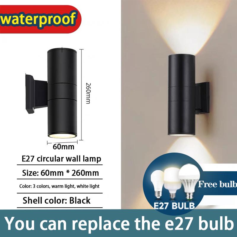 LED Outdoor Wall Light IP65 Waterproof E27 Replaceable Bulb 3 Color Wall Lamp Indoor For Garden Gate Balcony Living Room Bedroom